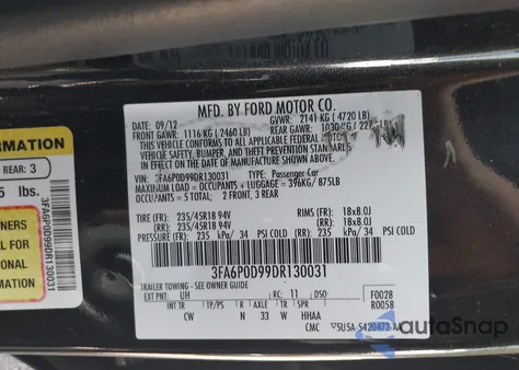 2013 Ford Fusion Titanium из США, поврежденный, VIN 3FA6P0D99DR130031